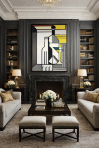Elegant living room with Lichtenstein painting