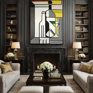 Elegant living room with Lichtenstein painting